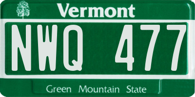 VT license plate NWQ477