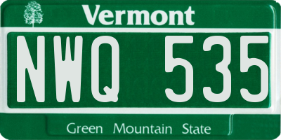 VT license plate NWQ535