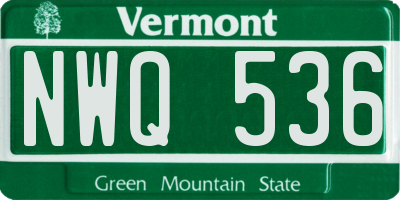 VT license plate NWQ536