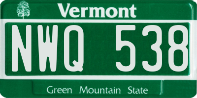 VT license plate NWQ538