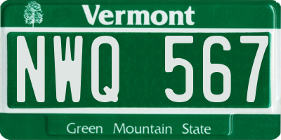 VT license plate NWQ567
