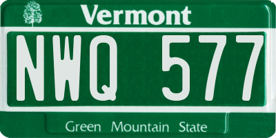 VT license plate NWQ577