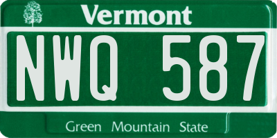 VT license plate NWQ587