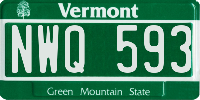 VT license plate NWQ593