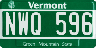 VT license plate NWQ596