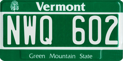 VT license plate NWQ602