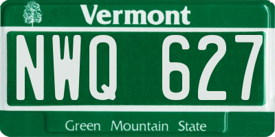 VT license plate NWQ627