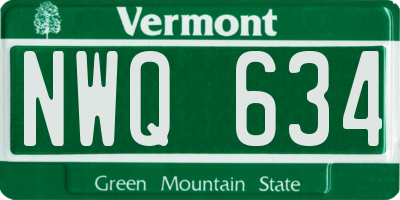 VT license plate NWQ634