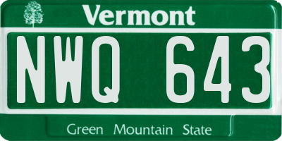 VT license plate NWQ643