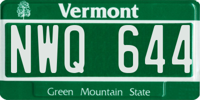 VT license plate NWQ644
