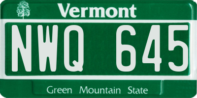 VT license plate NWQ645