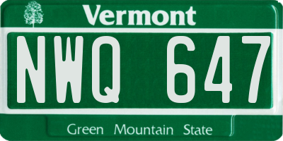 VT license plate NWQ647