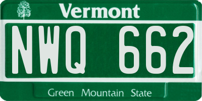 VT license plate NWQ662
