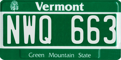 VT license plate NWQ663