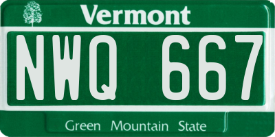 VT license plate NWQ667