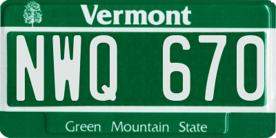 VT license plate NWQ670