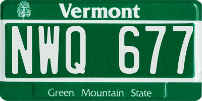 VT license plate NWQ677