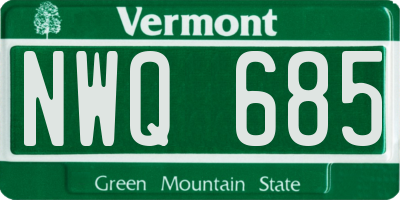 VT license plate NWQ685
