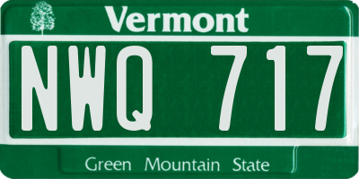 VT license plate NWQ717