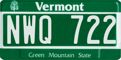 VT license plate NWQ722