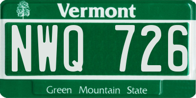 VT license plate NWQ726