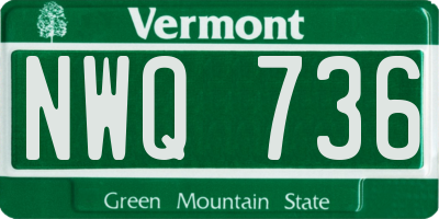 VT license plate NWQ736