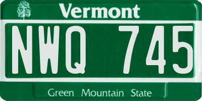 VT license plate NWQ745