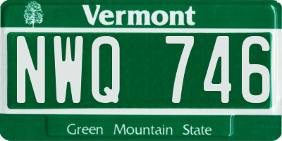 VT license plate NWQ746