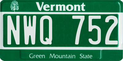 VT license plate NWQ752
