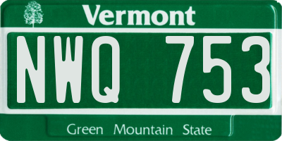 VT license plate NWQ753
