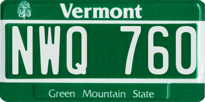 VT license plate NWQ760