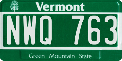 VT license plate NWQ763