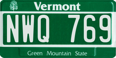 VT license plate NWQ769