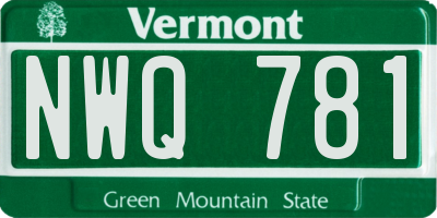 VT license plate NWQ781