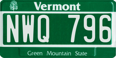 VT license plate NWQ796