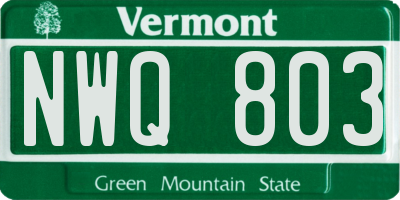 VT license plate NWQ803