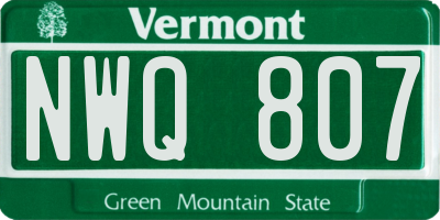 VT license plate NWQ807