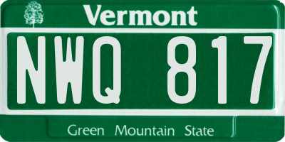 VT license plate NWQ817