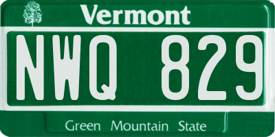 VT license plate NWQ829