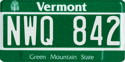 VT license plate NWQ842