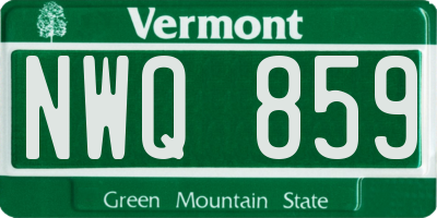 VT license plate NWQ859
