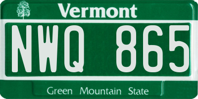 VT license plate NWQ865