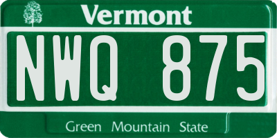 VT license plate NWQ875