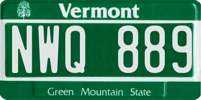 VT license plate NWQ889