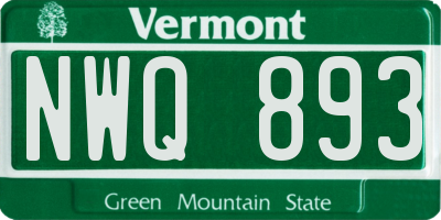 VT license plate NWQ893