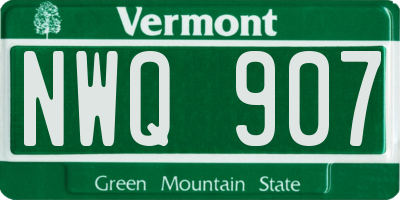 VT license plate NWQ907