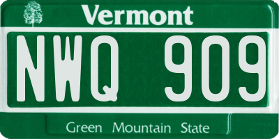 VT license plate NWQ909