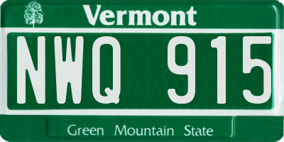 VT license plate NWQ915