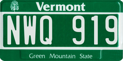 VT license plate NWQ919