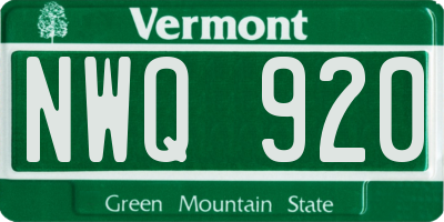 VT license plate NWQ920